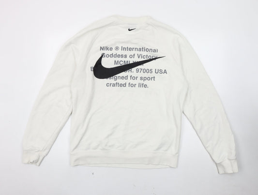 Nike Men's White Sweatshirt M Logo Graphic Print