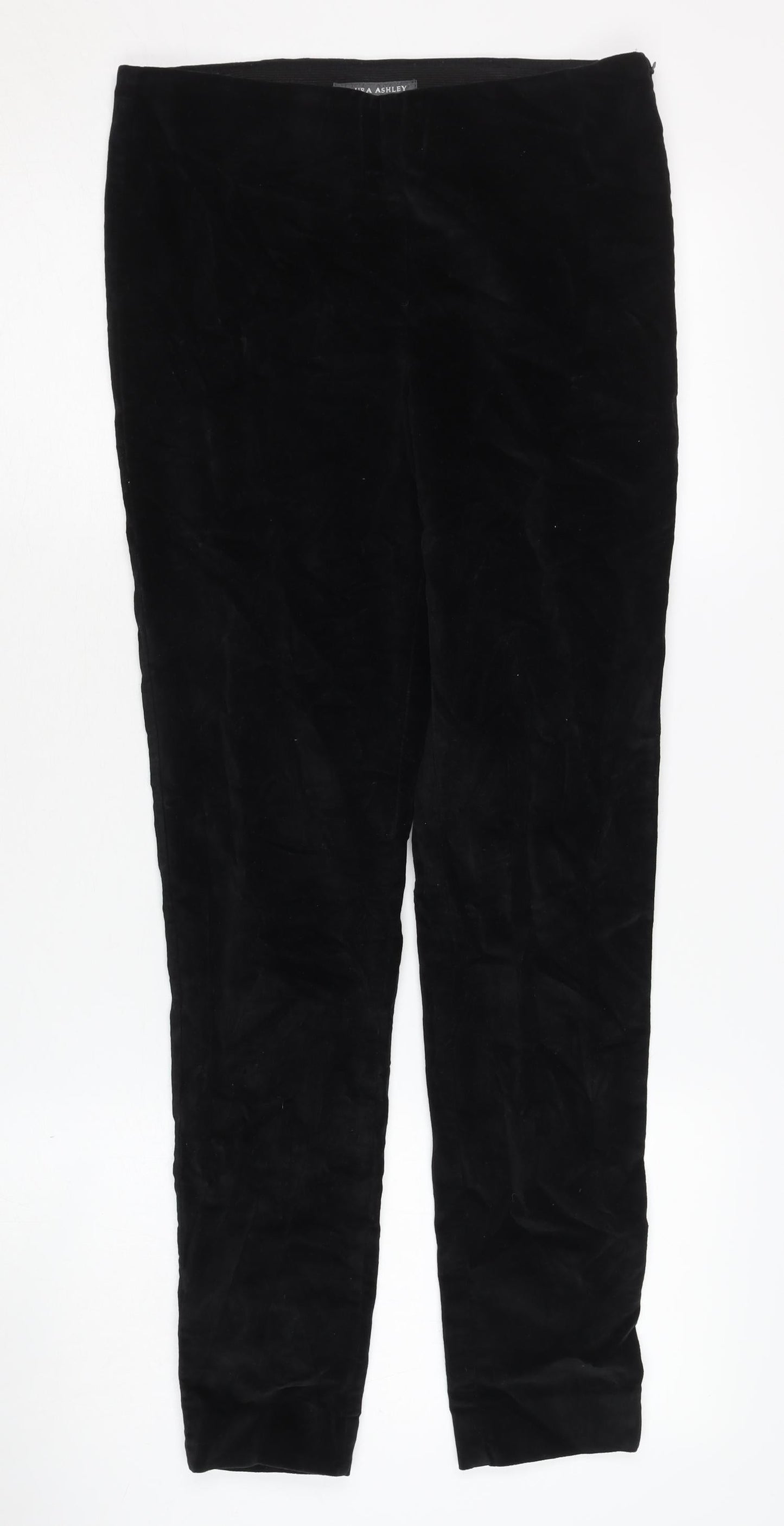 Laura Ashley Women's Black Velvet Skinny Trousers Size 10