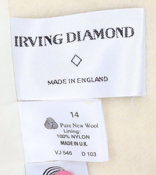 Irving Diamond Women's Beige Wool Overcoat Size 14