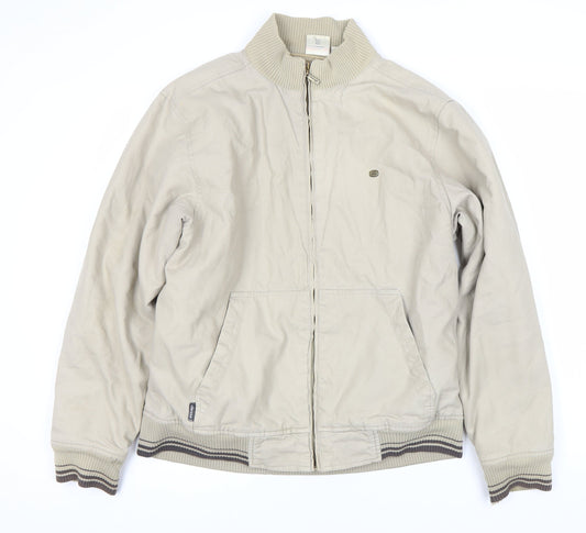 Ellesse Men's Beige Bomber Jacket M Casual Zip Logo