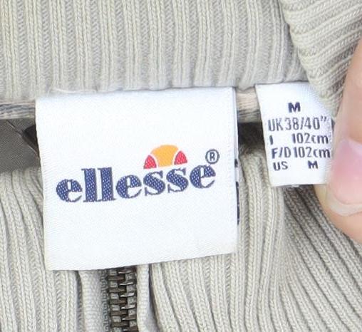 Ellesse Men's Beige Bomber Jacket M Casual Zip Logo