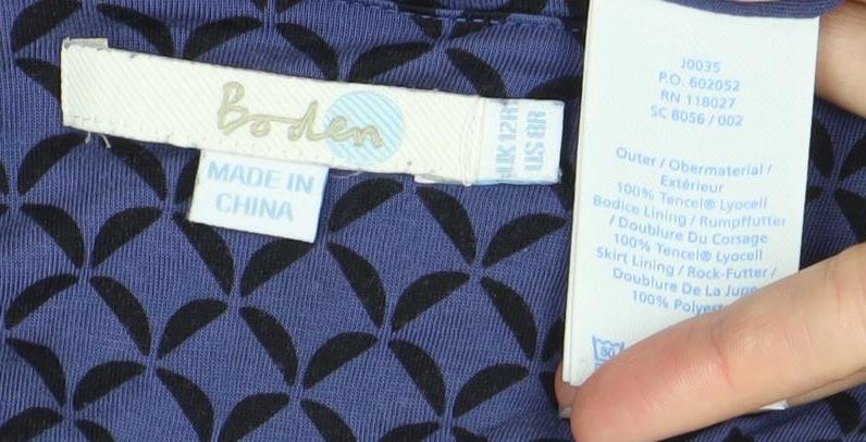 Boden Women's Blue Geometric Bodycon Dress Size 16