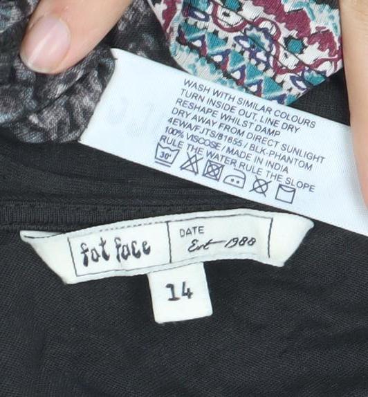 Fat Face Women's Black A-Line Cotton Dress, Size 16