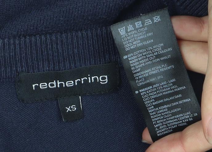 Close-up detail of Red Herring Men's Blue XS jumper