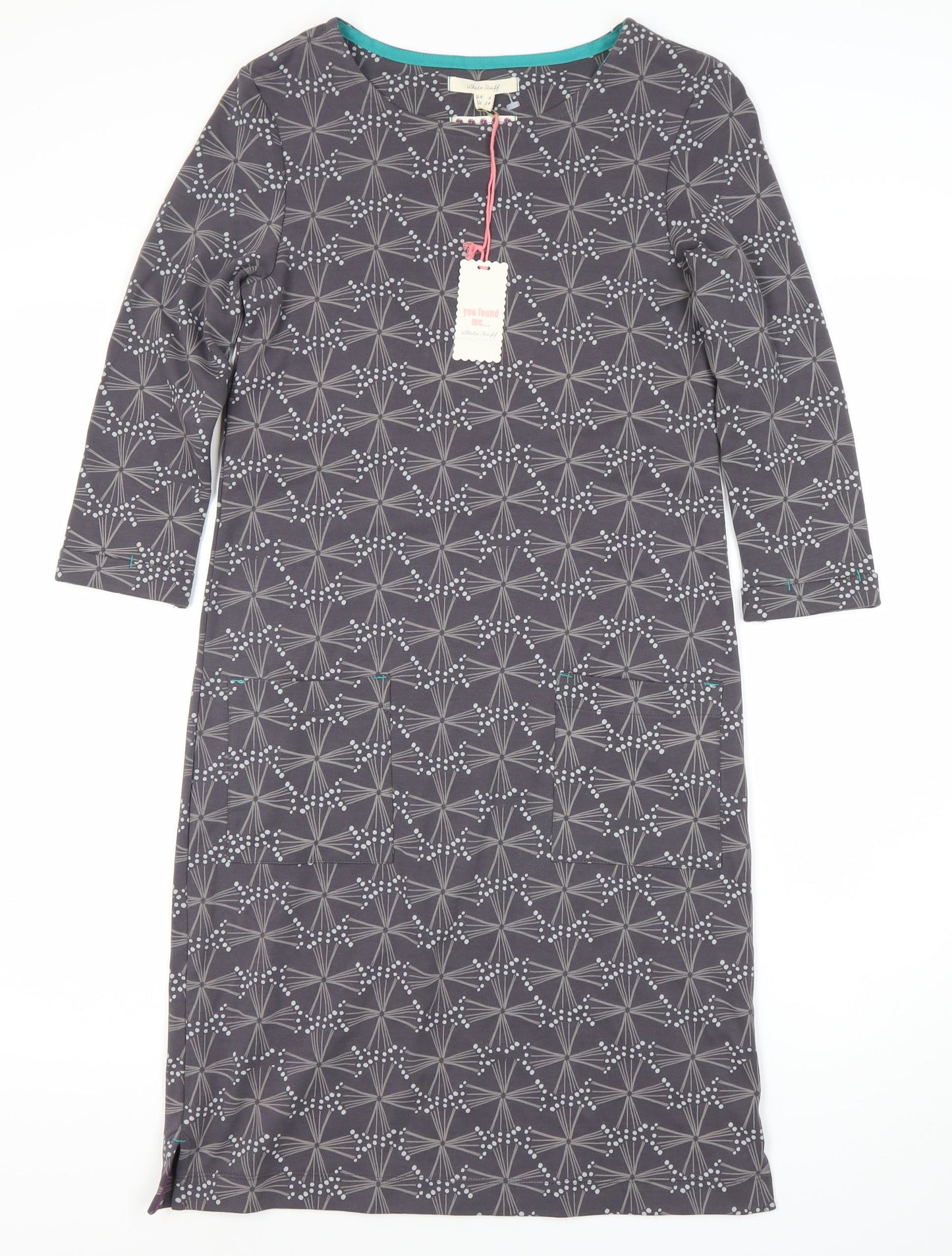 White Stuff Women's Grey Geometric Dress UK 6