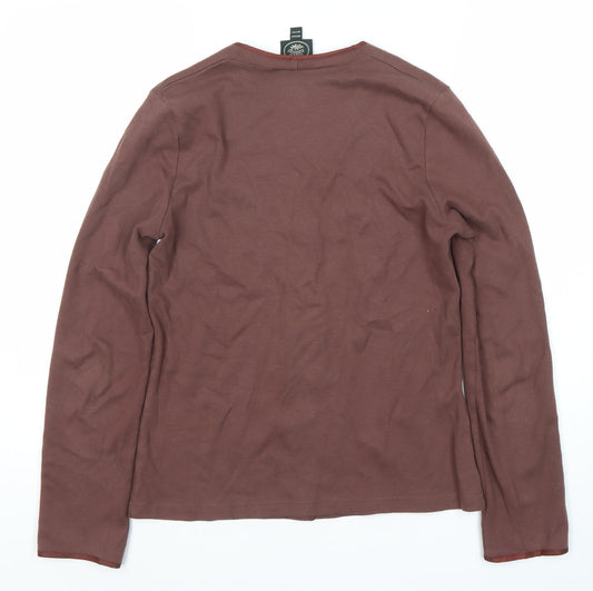 Laura Ashley Women's Brown Cardigan Medium V-Neck Cotton