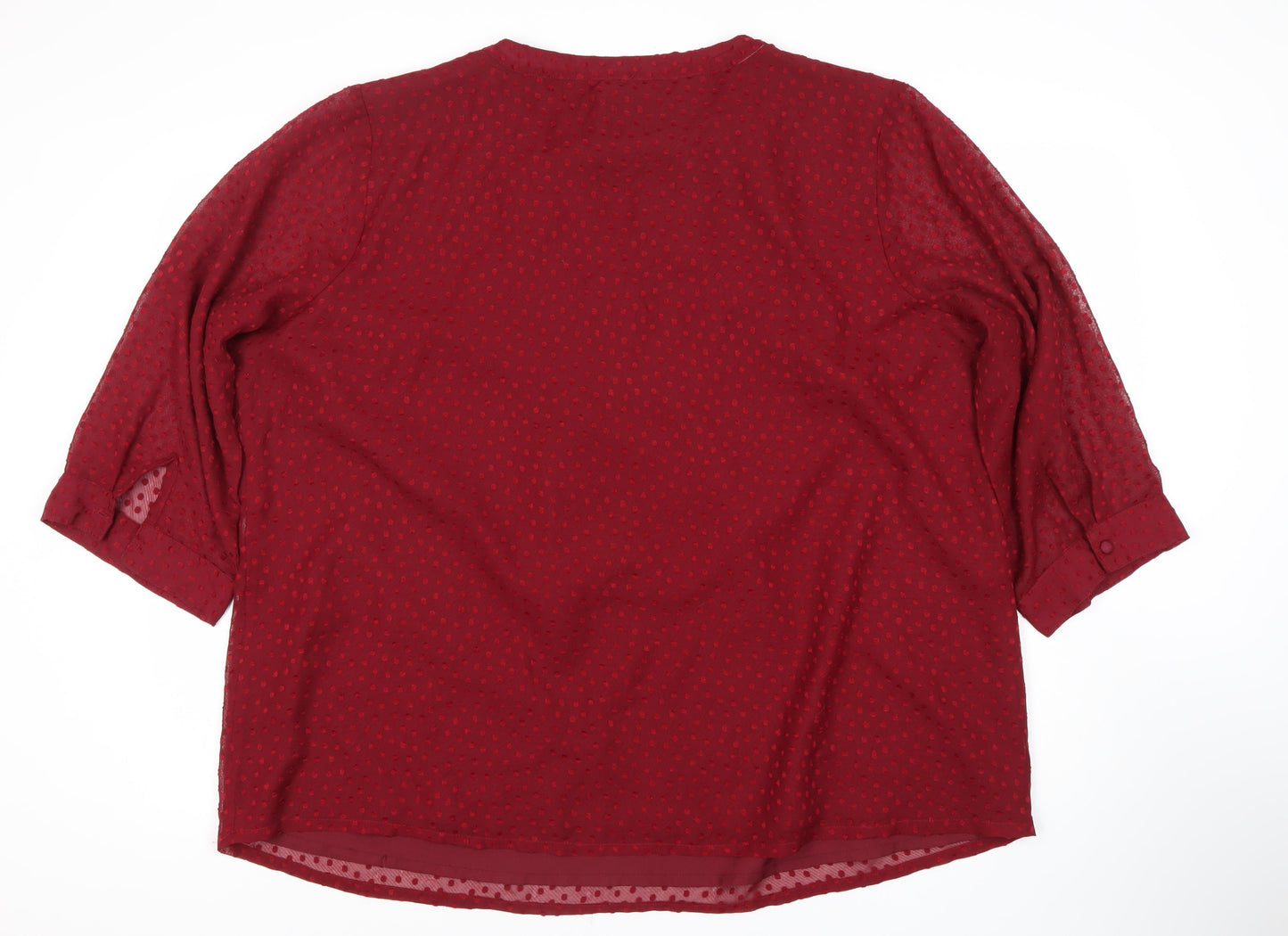 Ulla Popken Women's Red Polka Dot Blouse Size 26