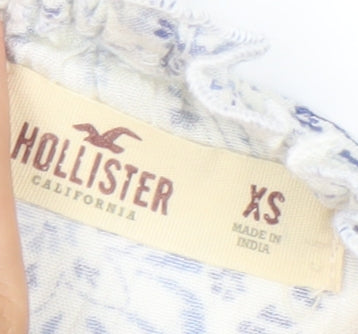 Hollister Women's Blue Floral Cropped Blouse XS