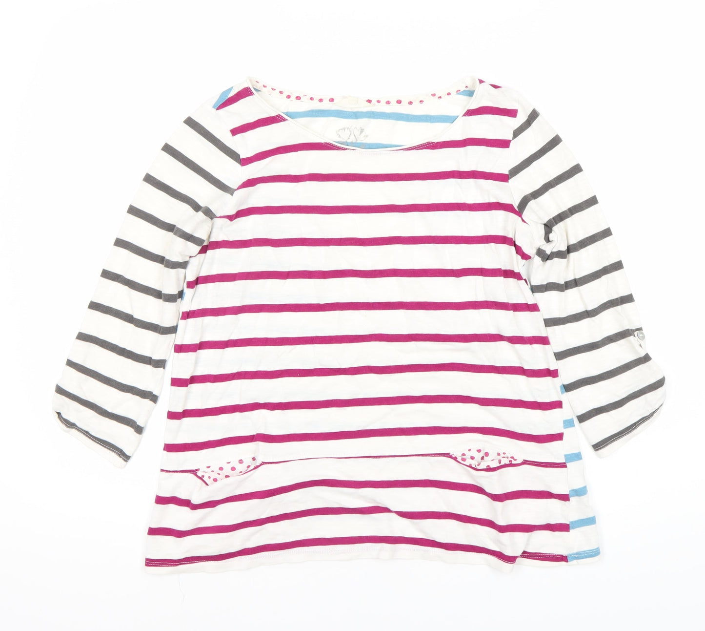 White Stuff Women's Multicoloured 3/4 Sleeve Top - Size 8