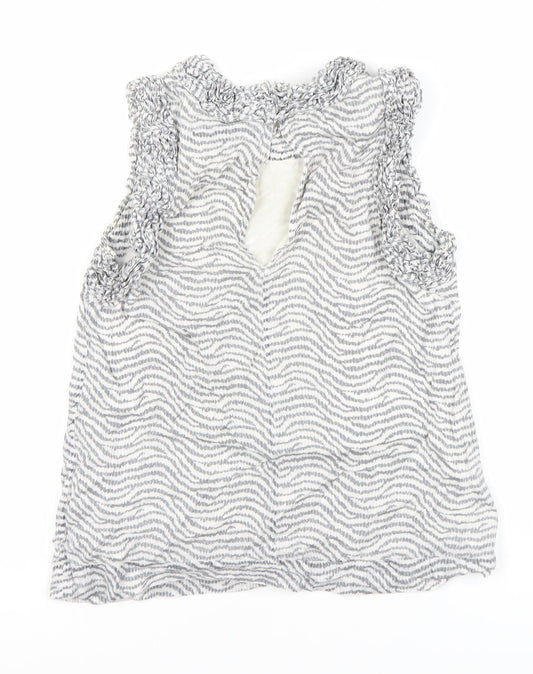 French Connection Women's White Striped Blouse - Size 10