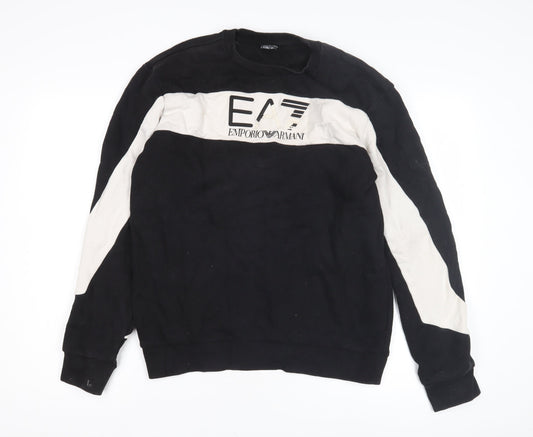 Emporio Armani EA7 Men's Black Logo Pullover Sweatshirt