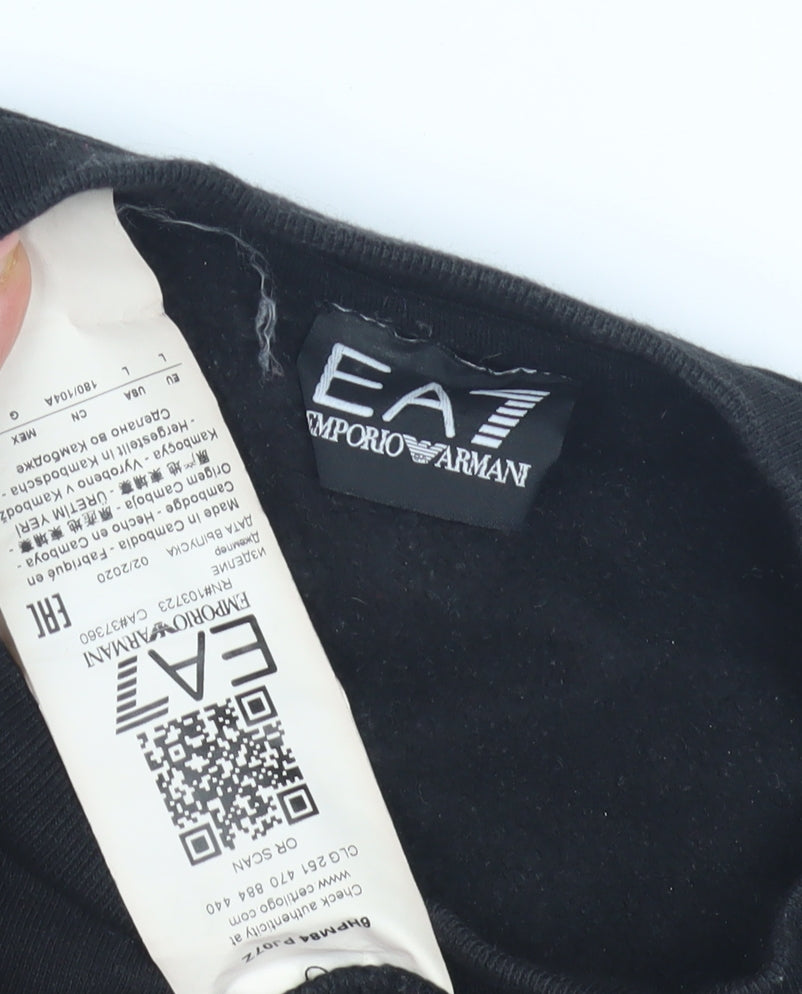 Emporio Armani EA7 Men's Black Logo Pullover Sweatshirt