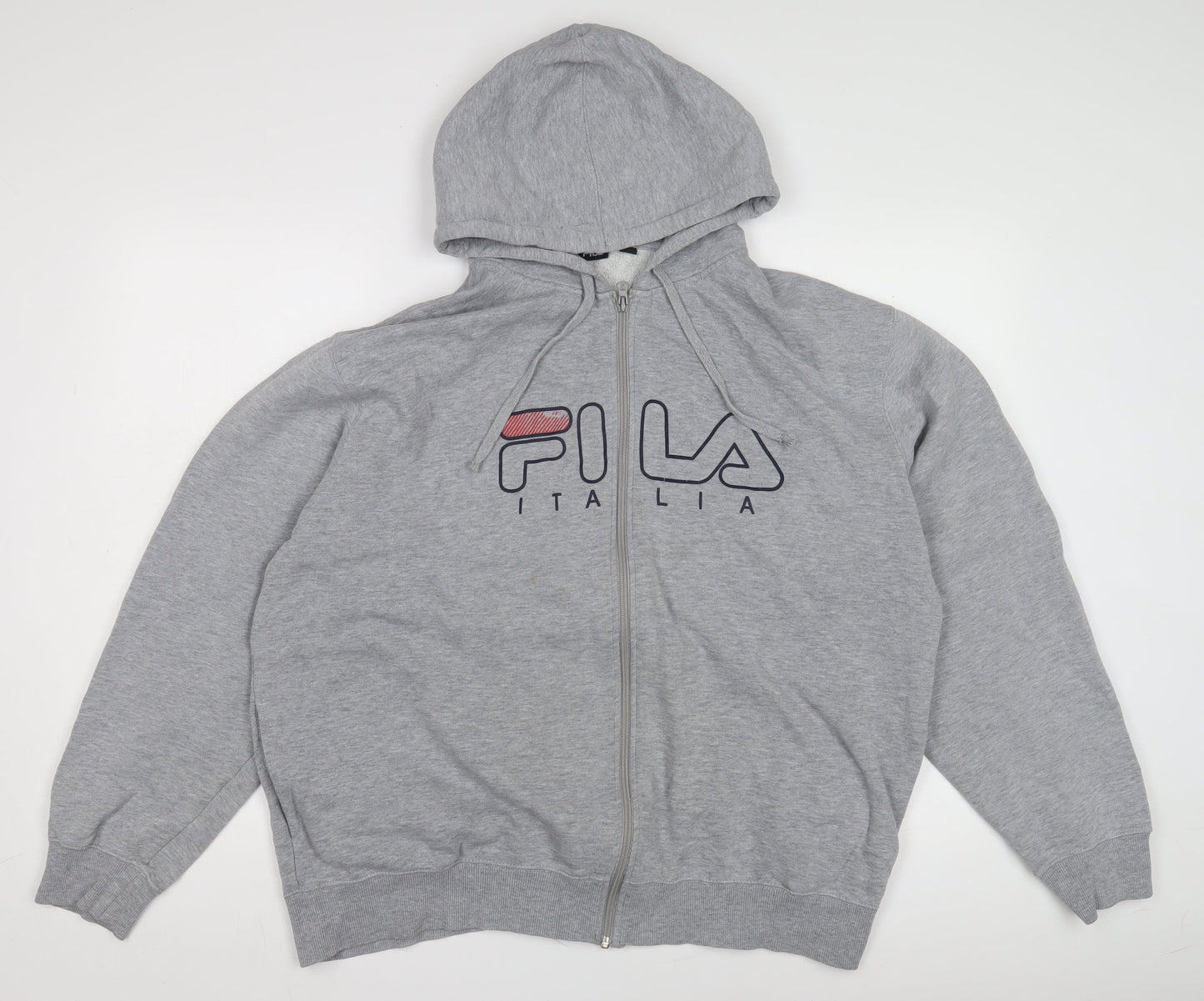 Fila Men's Grey Full Zip Hoodie 2XL Logo Design
