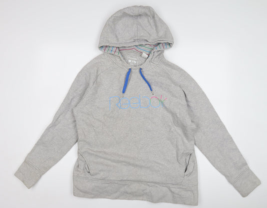 Reebok Unisex Grey Pullover Hoodie XL - Hooded, Logo, Fleece