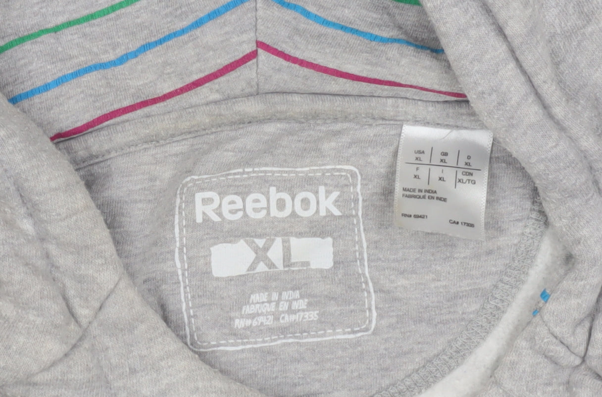 Reebok Unisex Grey Pullover Hoodie XL - Hooded, Logo, Fleece
