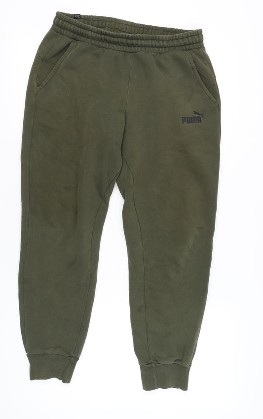 Additional front view of Puma Men's Green Jogger Trousers, M, for Gym & Casual