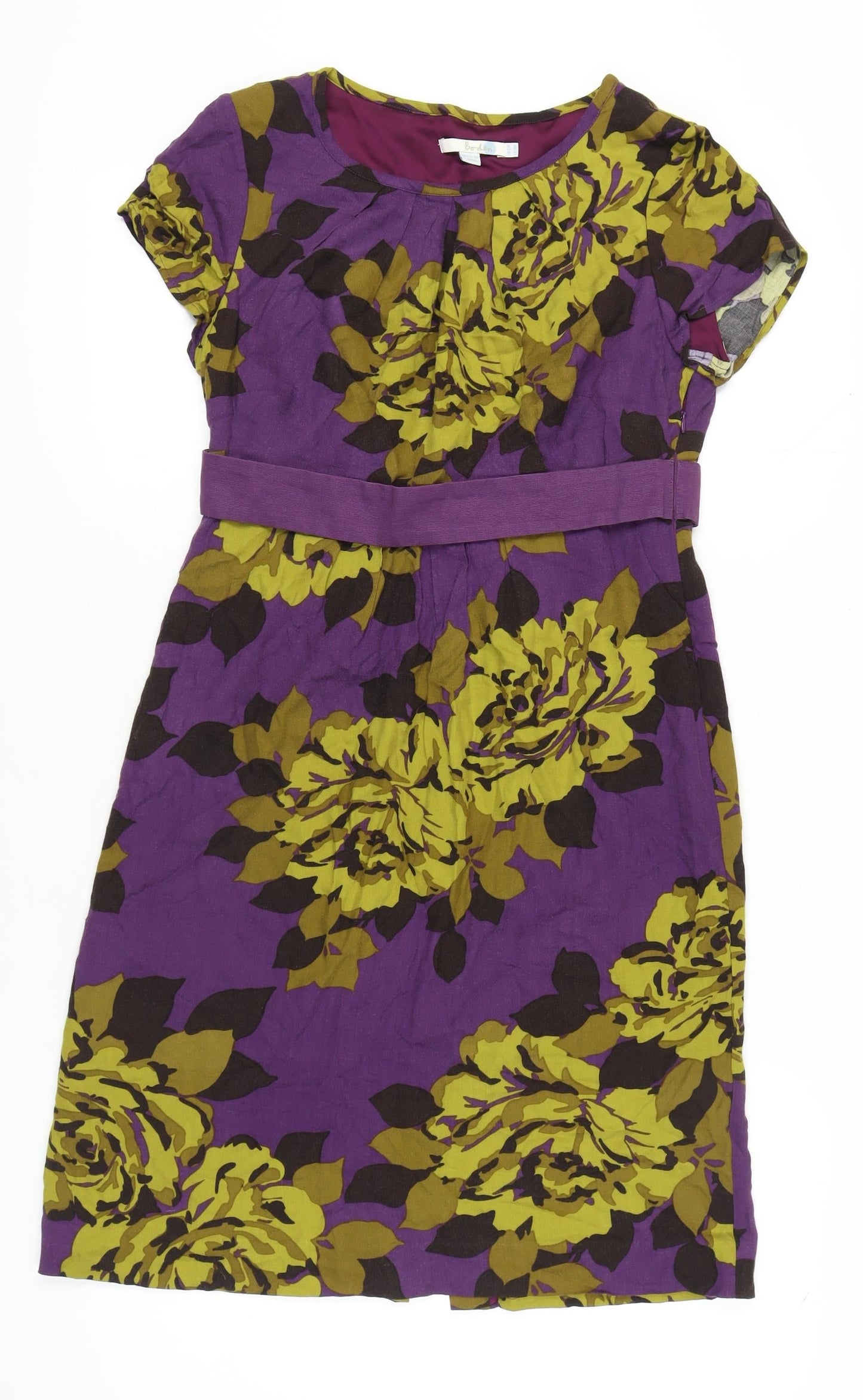 Boden Women's Purple Floral Dress, Size 12, Excellent