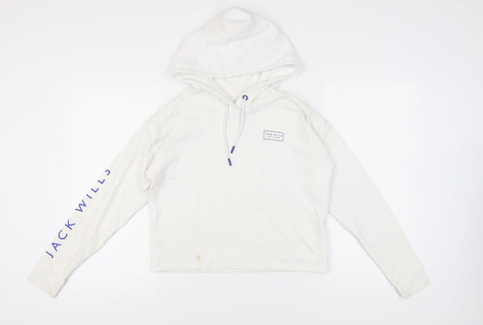 Jack Wills Women's White Hoodie UK 10 Casual Pullover