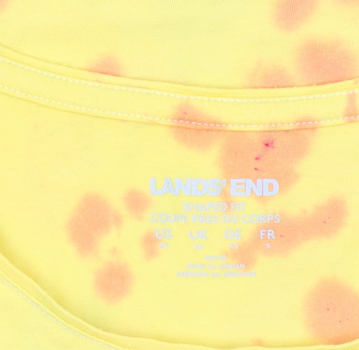 Lands' End Women's Yellow Crew Neck T-Shirt, XS Jersey Slim
