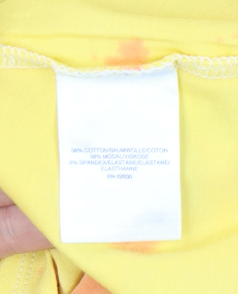 Lands' End Women's Yellow Crew Neck T-Shirt, XS Jersey Slim