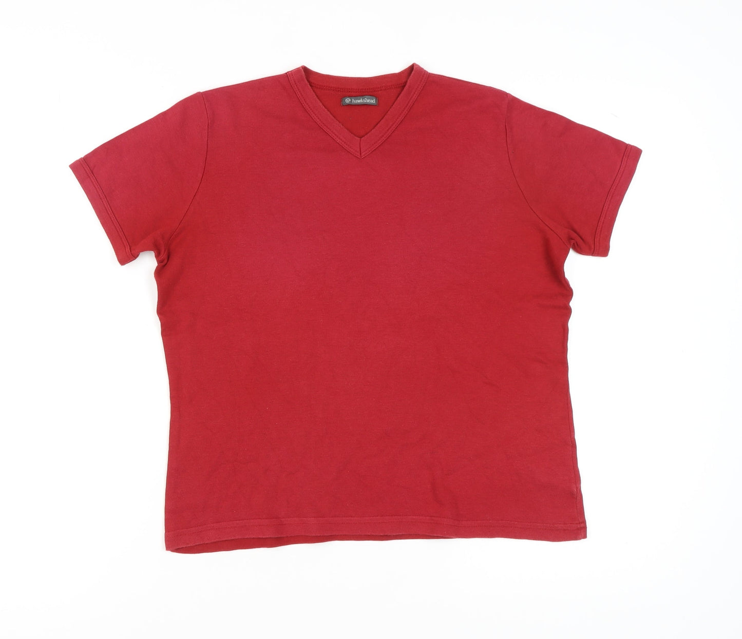 Hawkshead Unisex Red Cotton V-Neck T-Shirt Large