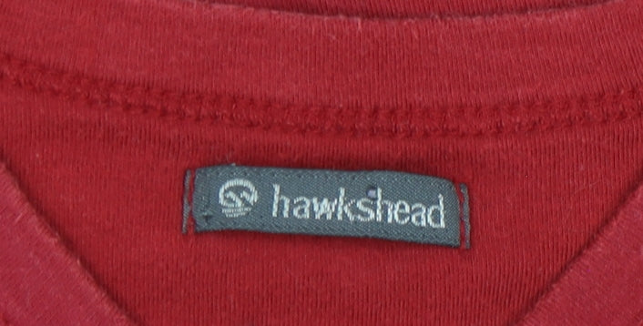 Hawkshead Unisex Red Cotton V-Neck T-Shirt Large