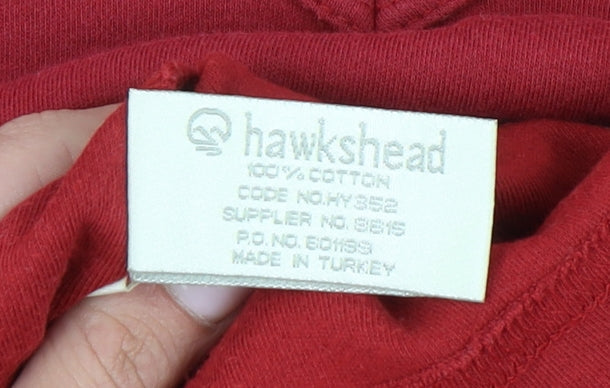 Hawkshead Unisex Red Cotton V-Neck T-Shirt Large