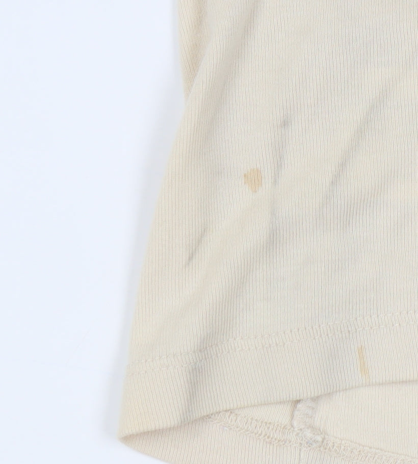 Ann Harvey Women's Beige Relaxed Cotton T-Shirt Size 24