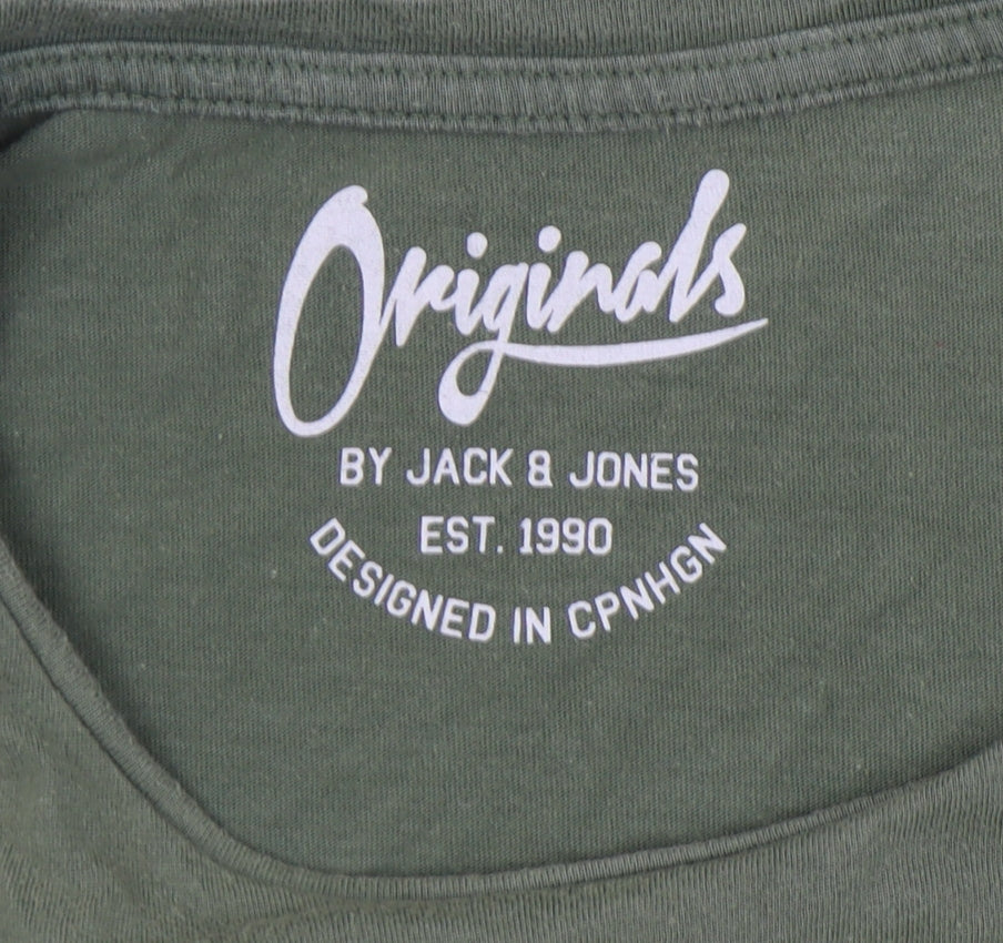 Jack & Jones Green Men's M Graphic Crew Neck T-Shirt
