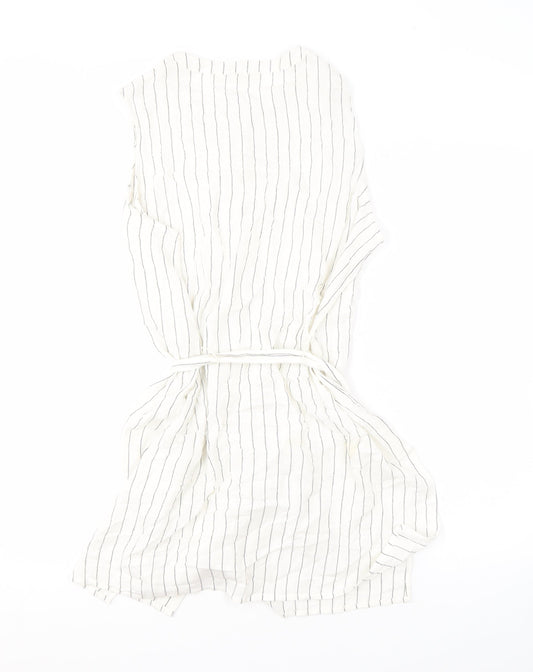 Fat Face Women's White Striped Button Dress Size 12
