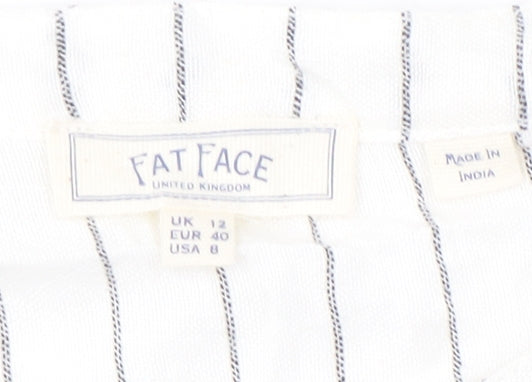 Fat Face Women's White Striped Button Dress Size 12