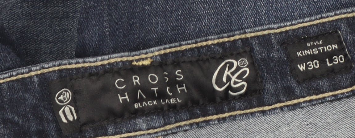 Cross Hatch Men's Blue Slim Fit Distressed Jeans 30W 30L