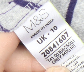 Marks and Spencer Women's Grey Striped T-Shirt Size 10