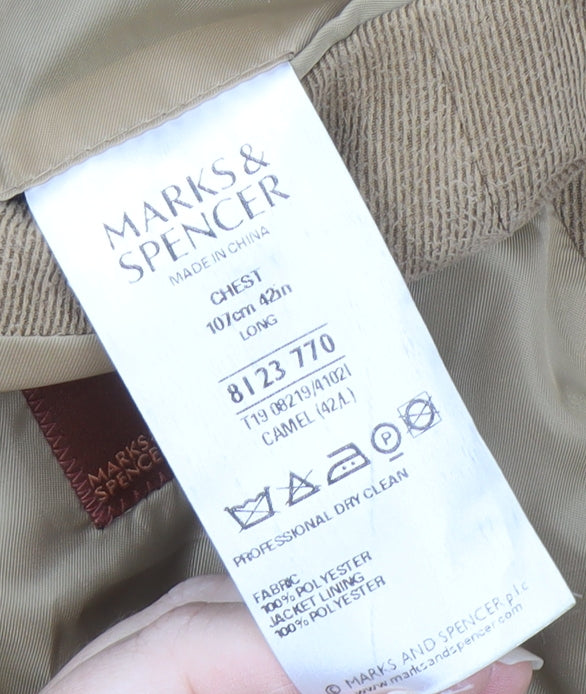 Marks and Spencer Men's Brown Blazer, Size 42, Long