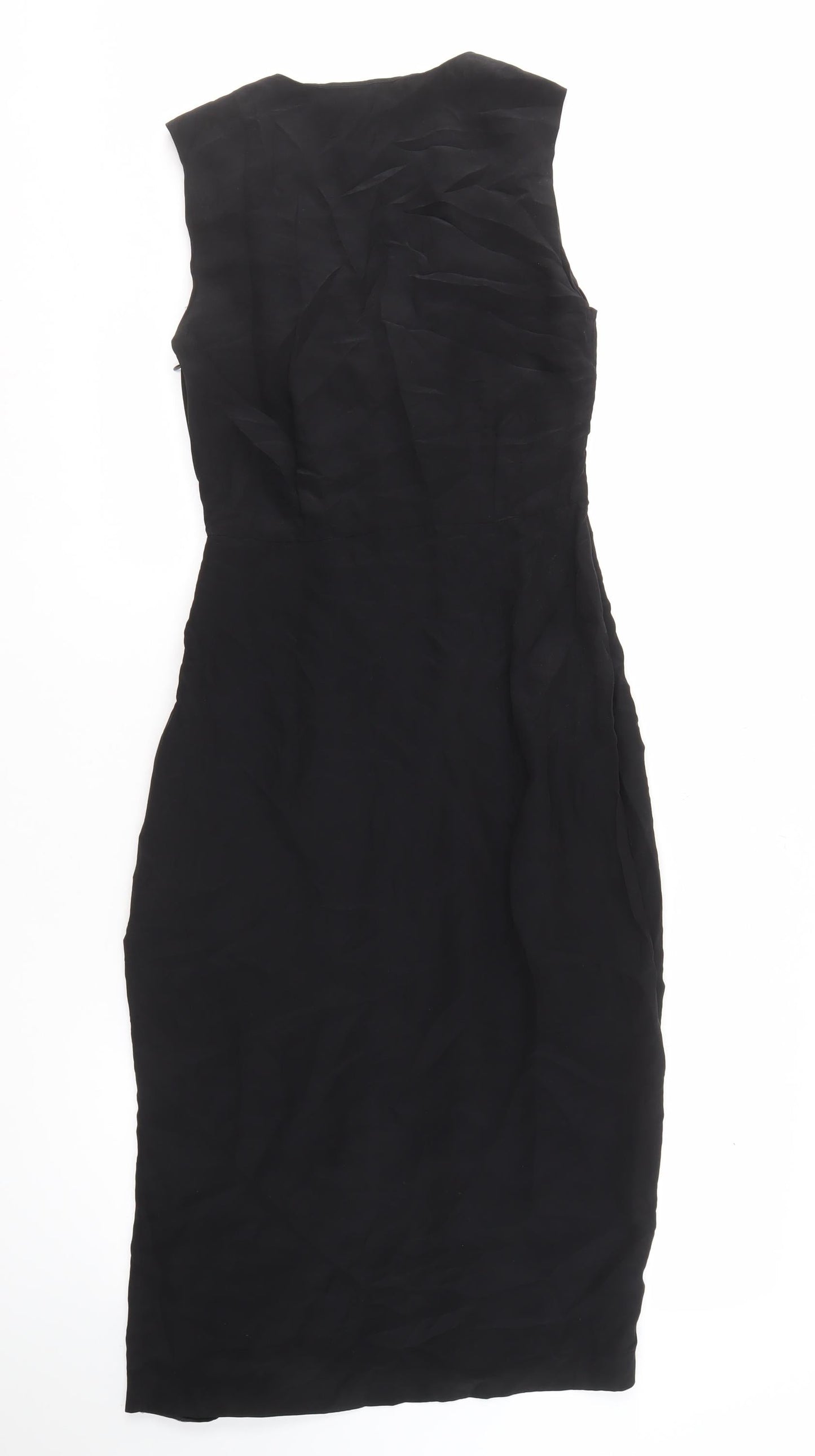 AllSaints Women's Black Silk Midi Sheath Dress, Size 8