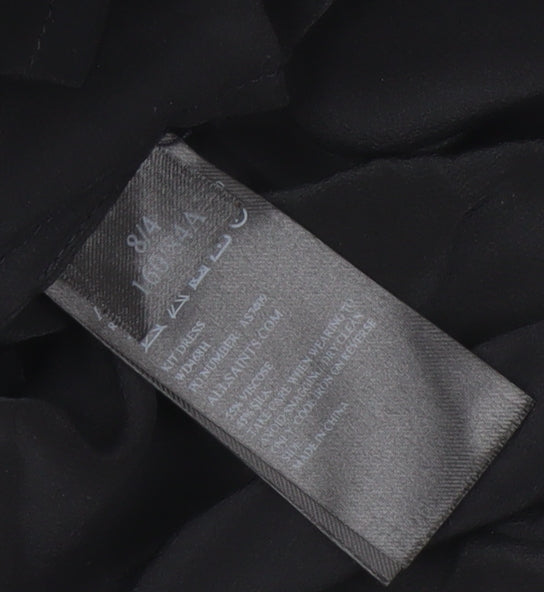 AllSaints Women's Black Silk Midi Sheath Dress, Size 8