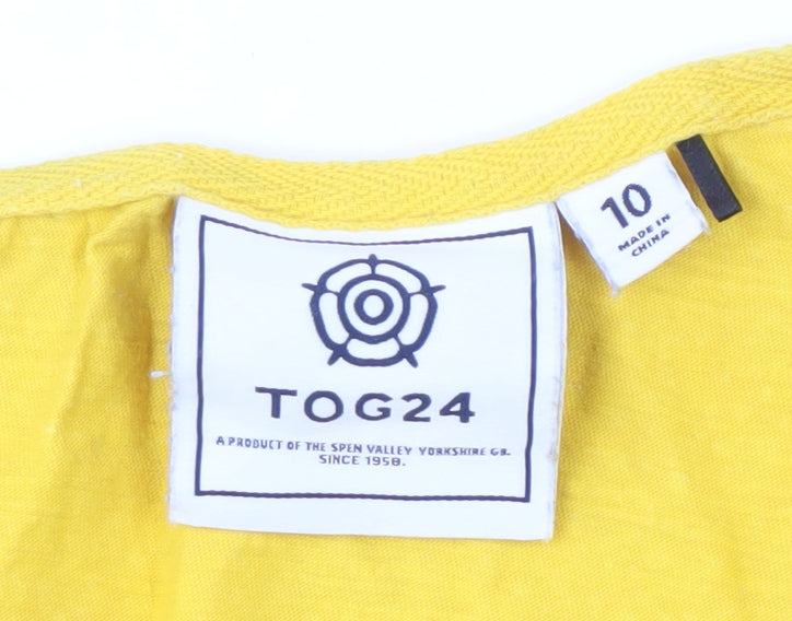 TOG24 Women's Yellow Polka Dot Button-Up Blouse