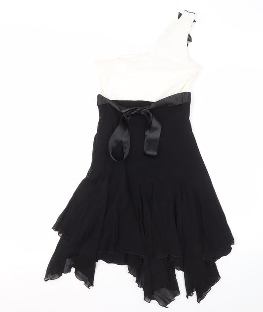 Jane Norman Women's Black White A-Line Asymmetric Dress