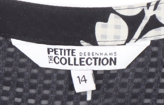 Debenhams Women's Black Floral V-Neck Blouse Size 14