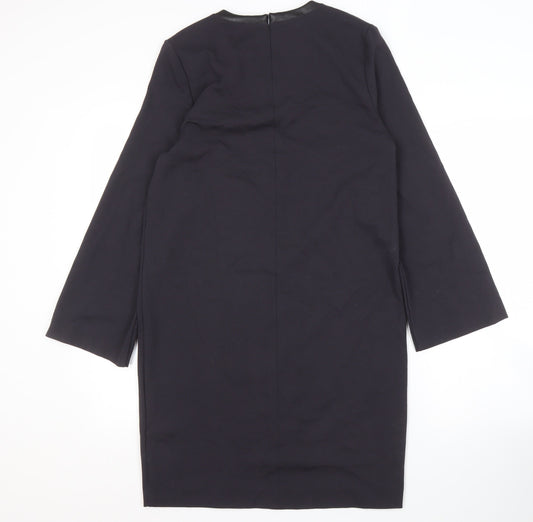 Massimo Dutti Women's Black Shift Dress, Size 8, Long Sleeve