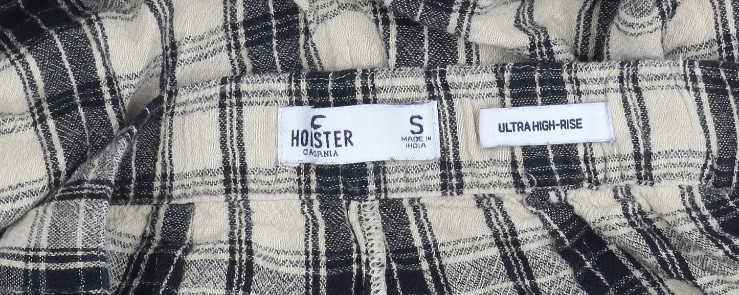 Hollister Women’s Black Beige Plaid Wide-Leg Trousers S
