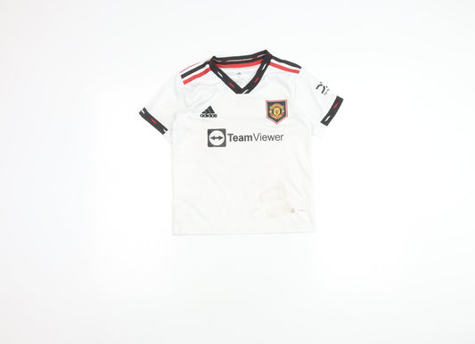 Adidas Boys White Rashford 10 Manchester Utd Jersey 22 T-Shirt