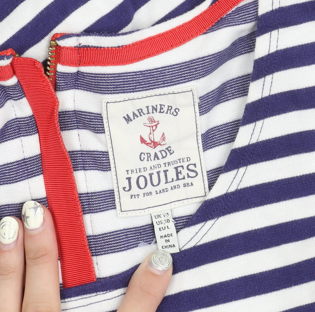 Joules Women's Blue Striped Dress, UK 10, Casual Spring