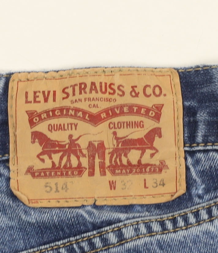 Levi's Men's Blue Straight Jeans 32W 34L Regular Fit