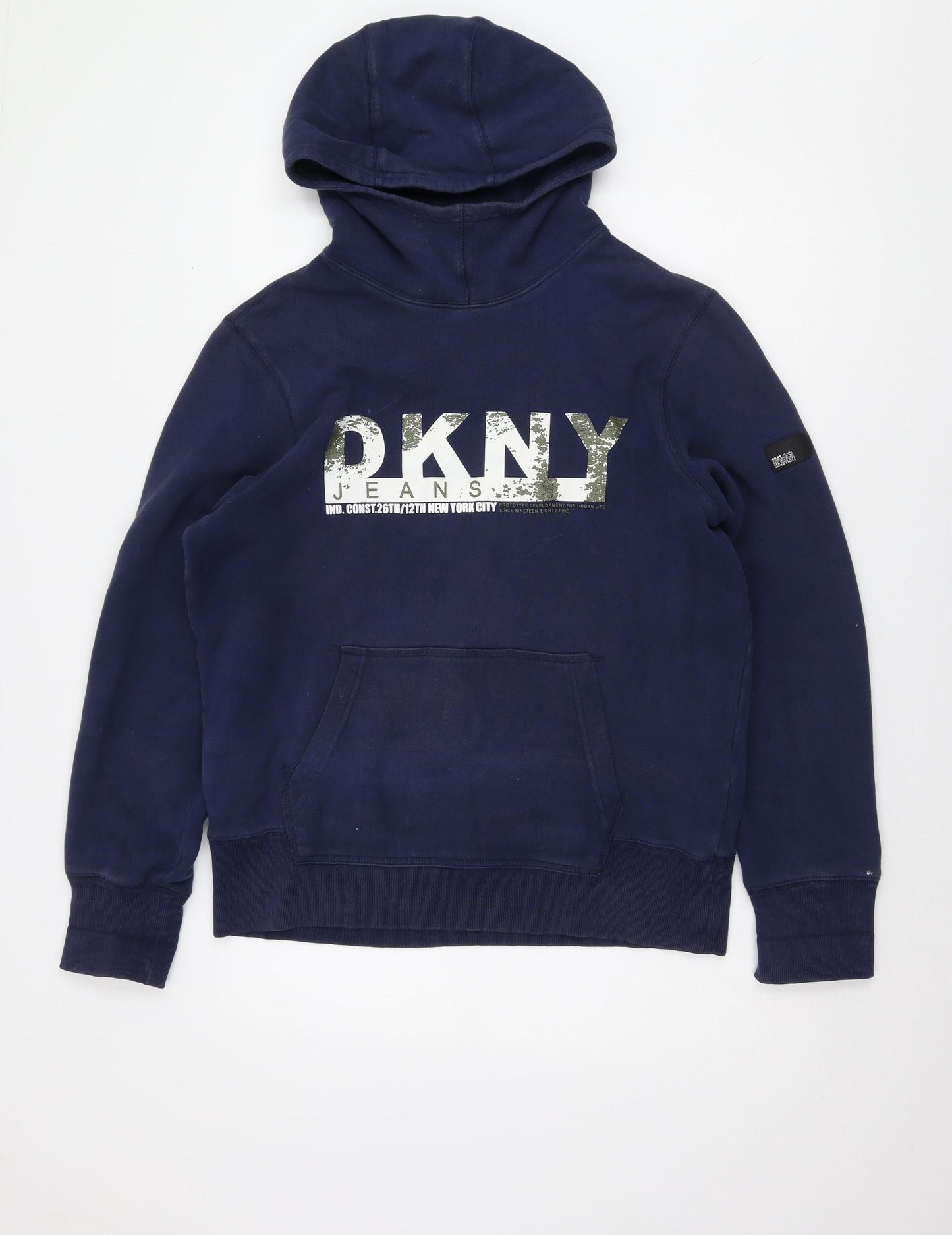DKNY Jeans Men's Blue Pullover Hoodie - Logo Accent