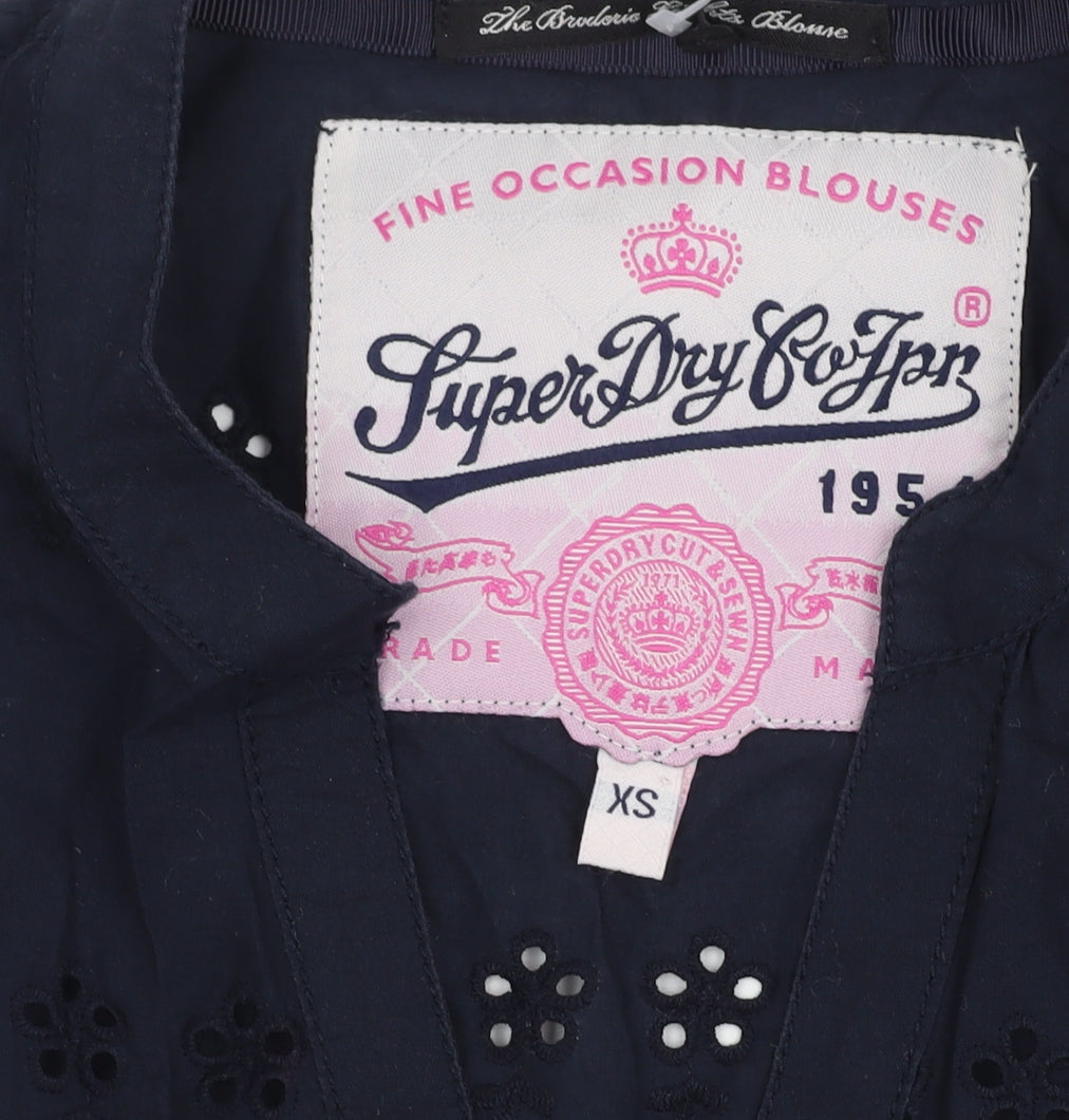 Superdry Women's Black XS Embroidered Blouse