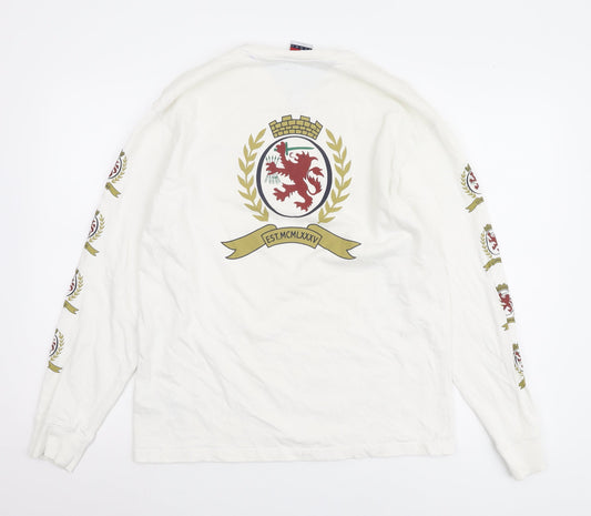 Tommy Jeans Men White Long Sleeve Crew Neck T-Shirt Size S