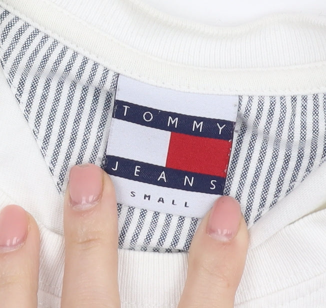 Tommy Jeans Men White Long Sleeve Crew Neck T-Shirt Size S