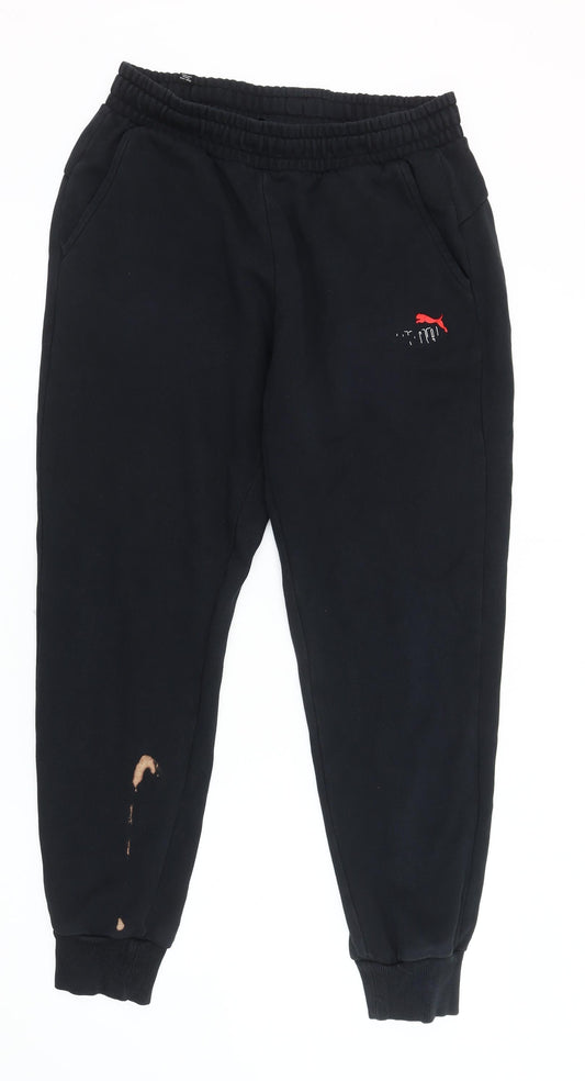 Additional front view of Puma Men's Black Sweatpants, size M, Jogger Style