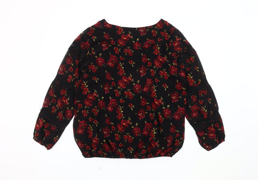 Womens UK Size 12 Klass Black Polyester Blouse